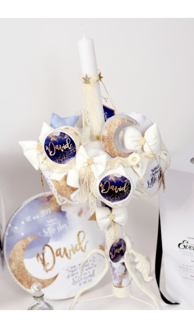 Lumanare de botez baieti personalizata, 65x4cm, Twinkle Twinkle little star  1